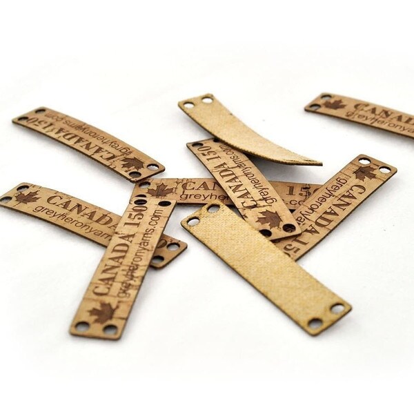 Cork fabric labels, custom printed